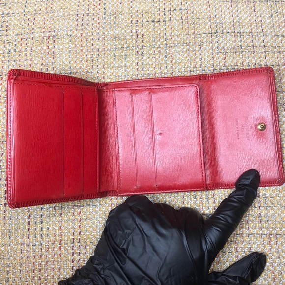 LOUIS VUITTON Red Epi Portefeiulle Elise Trifold Coin Cash Wallet AUTHENTIC - Picture 5 of 17